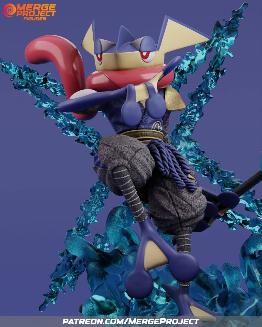 《宝可梦》甲贺忍蛙(含支撑) Merge版 已分件 3D模型Stl文件