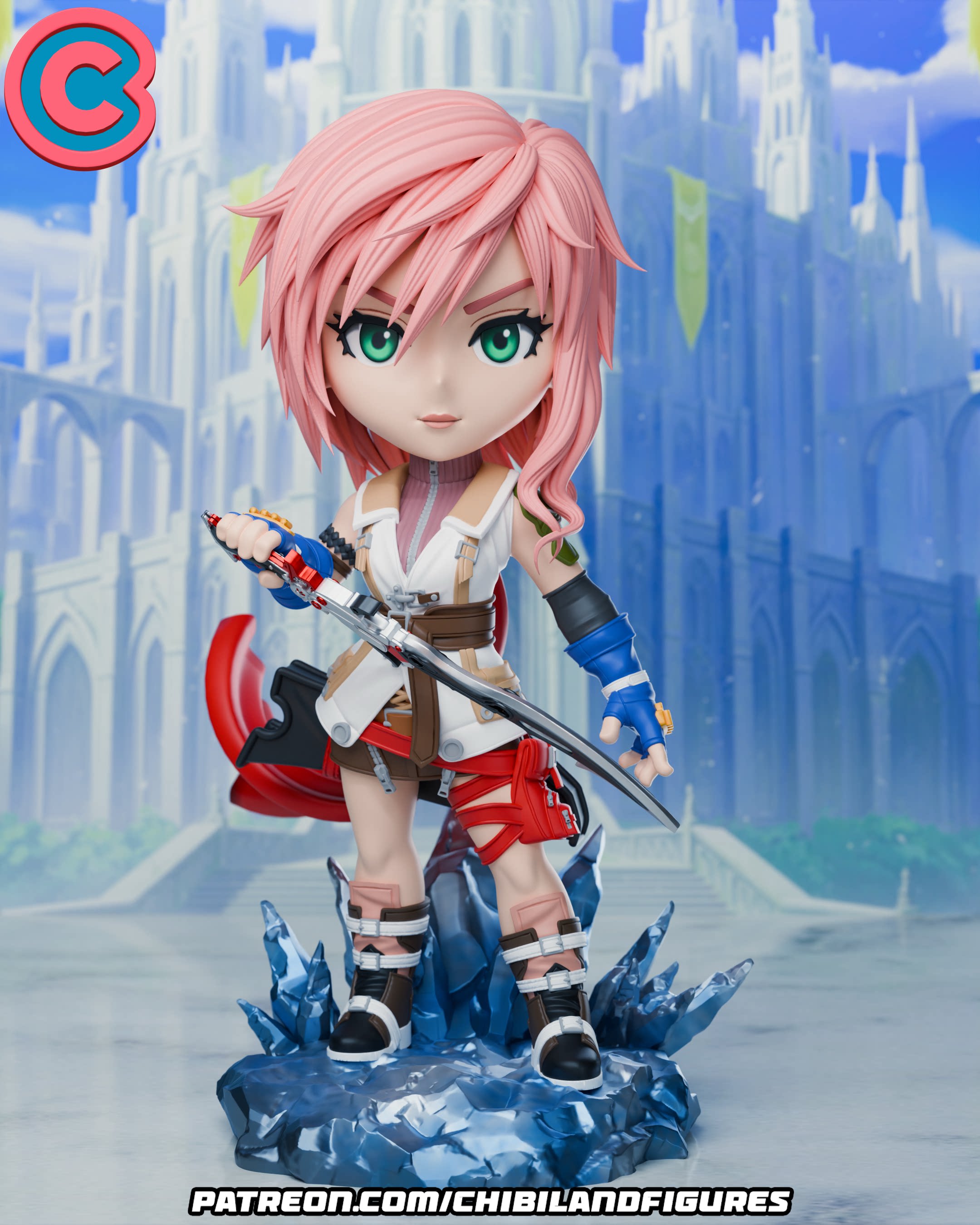 《最终幻想13》Q版埃克莱尔 ChibiLand版 已分件 3D模型Stl文件