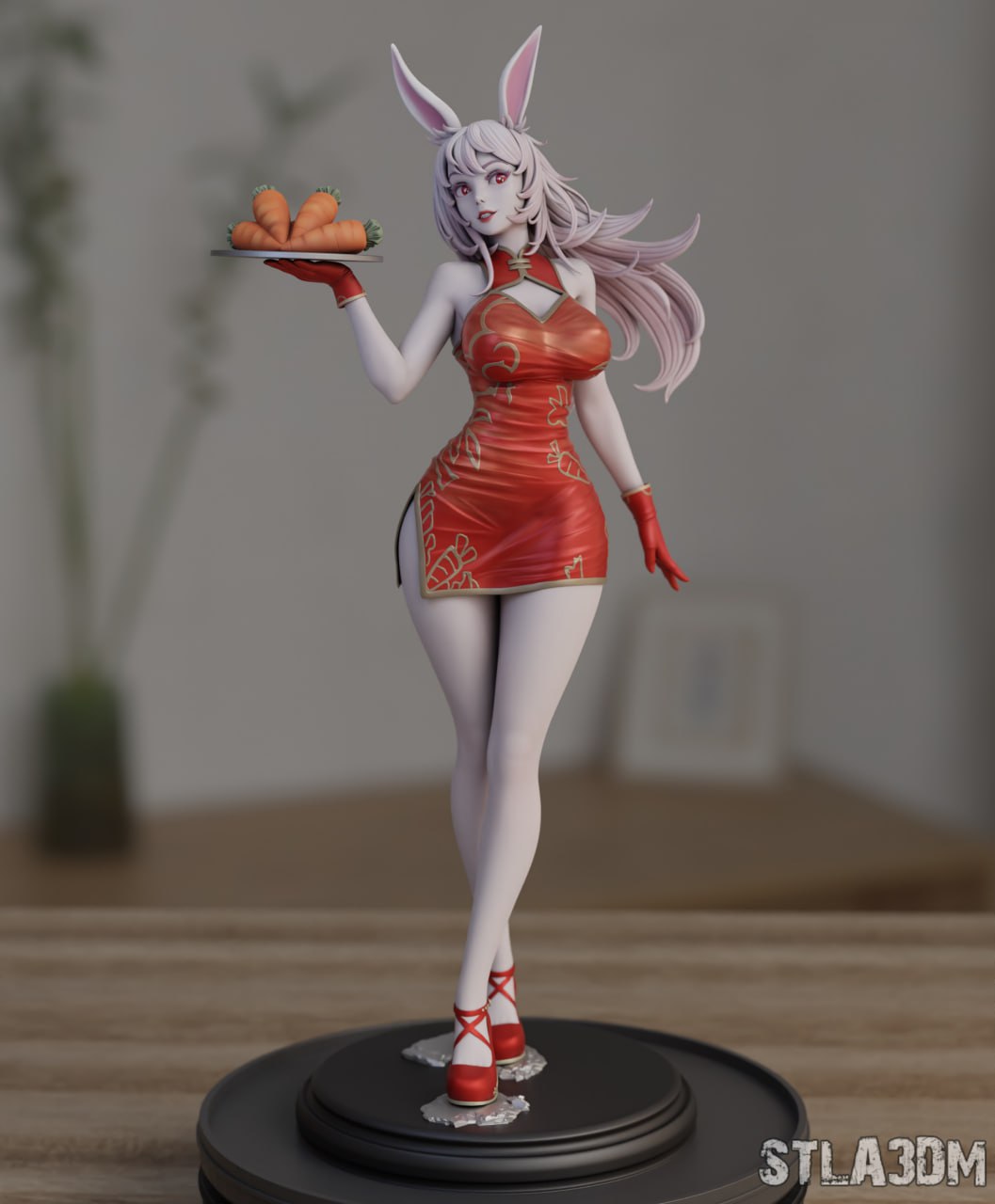 旗袍兔招待(双体版) 已分件 3D模型stl文件