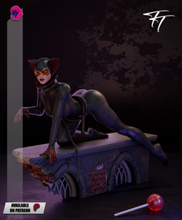 猫女(双体) Trick or treat版 已分件 3D模型Stl文件