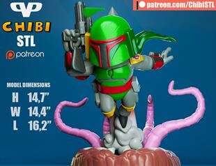 Q版赏金猎人——波巴·费特Boba Fett 3D打印模型stl数据文件