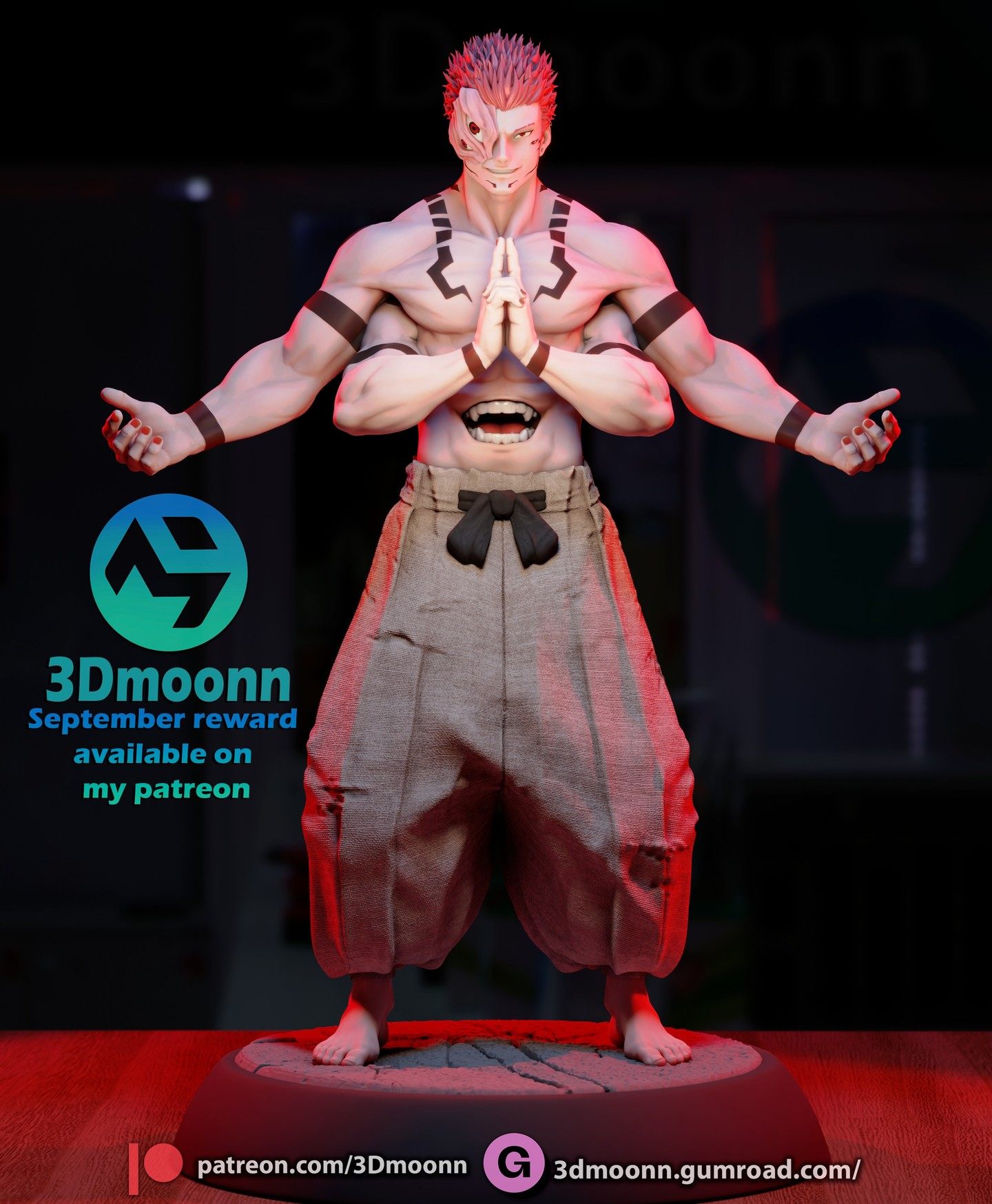 《咒术回战》两面宿傩(含支撑) 已分件 3D打印模型stl数据文件