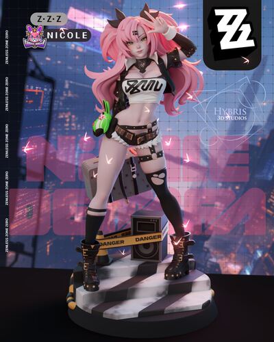 绝区零 妮可·德玛拉(三体支撑) HYBRIS 已分件 3D模型Stl文件
