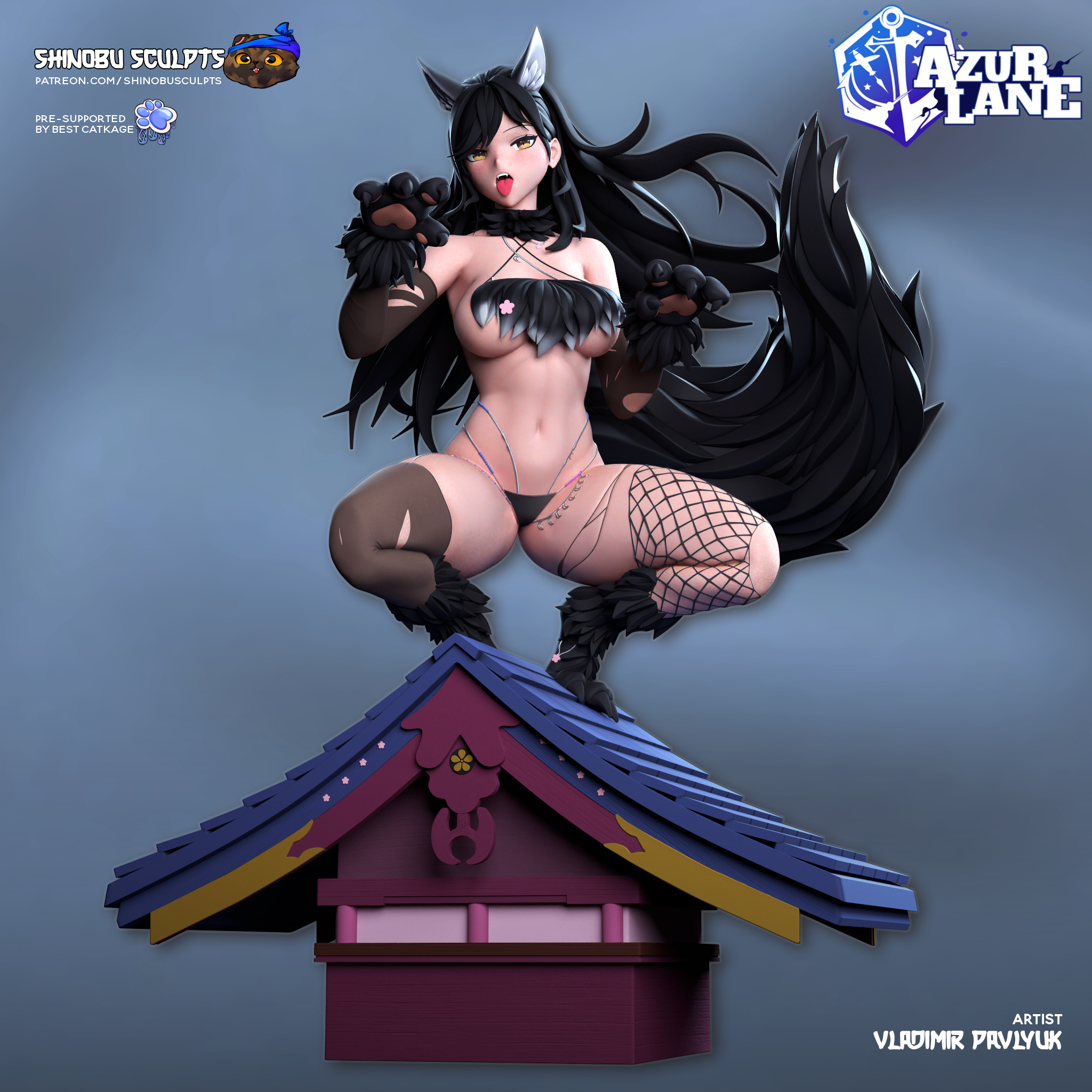 《碧蓝航线》% 爱宕(含支撑) shinobu版 已分件 3D模型Stl文件