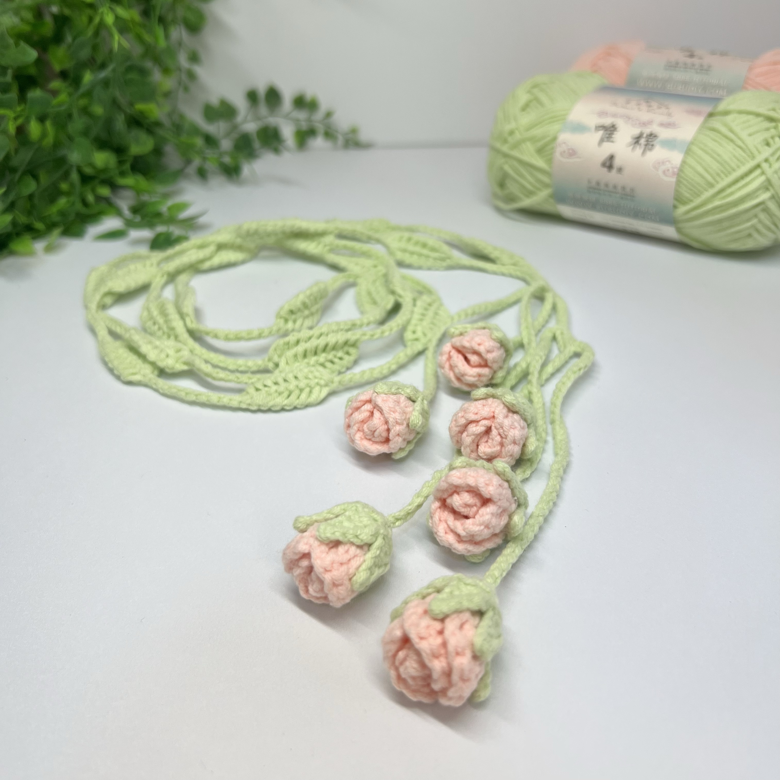 【成品】原创设计小众高级女装钩织腰带玫瑰腰带装饰项链窗帘绑带