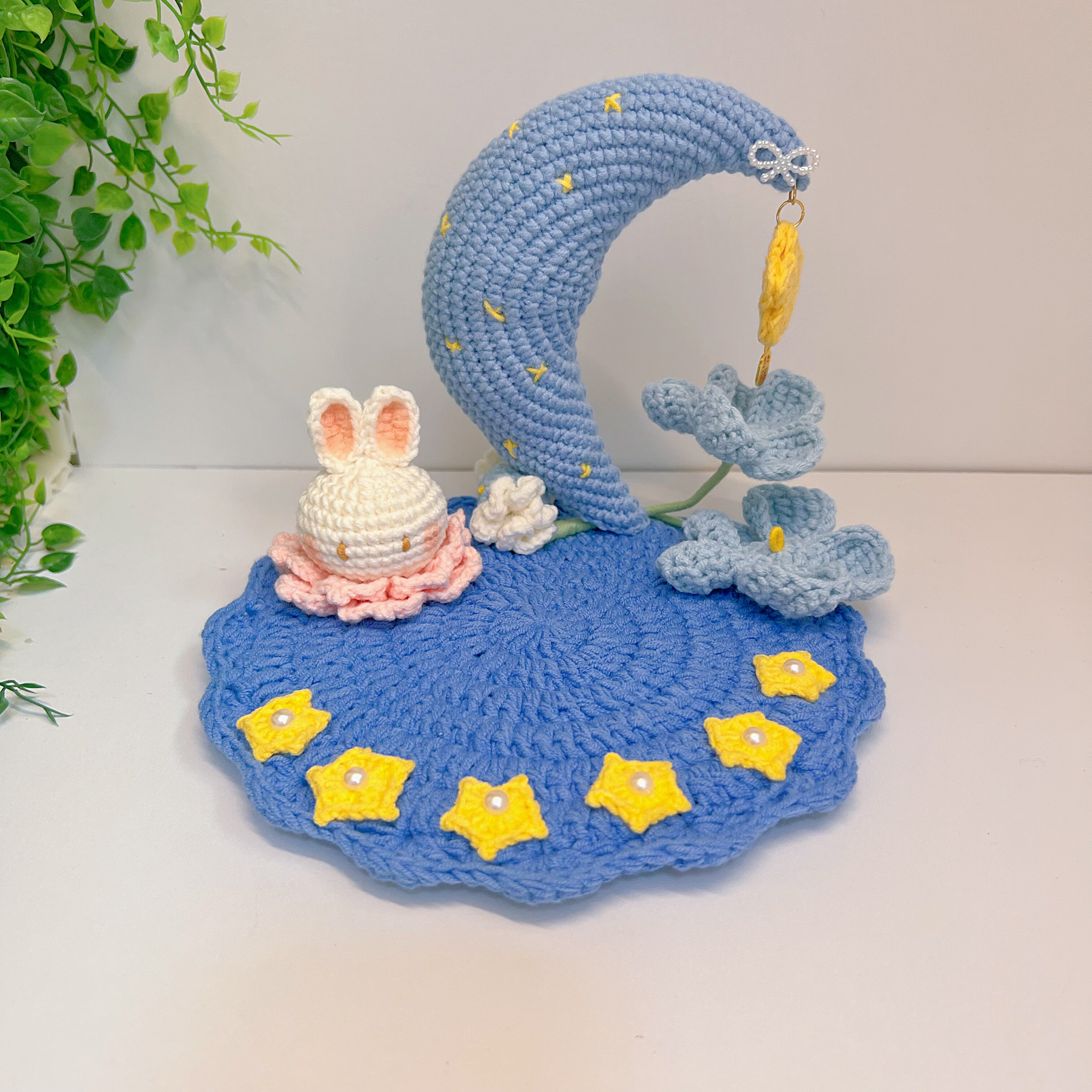 【成品】原创造型月亮星星荷花兔子手机支架挂件手机架