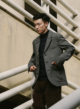 SYNDRO三扣猎装夹克 威尔士格纹 复古绅士Smart Chic