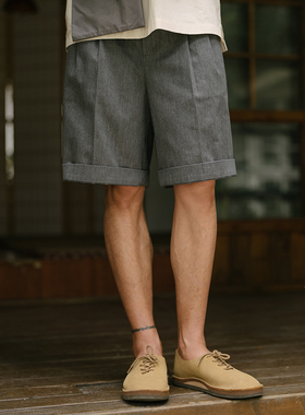 清仓 RESEED 灰双摺短裤 宽松A字型 日系休闲通勤 Smart Chic