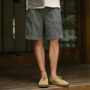 RESEED Smart 灰双摺短裤 日系休闲通勤 Chic 宽松A字型 清仓