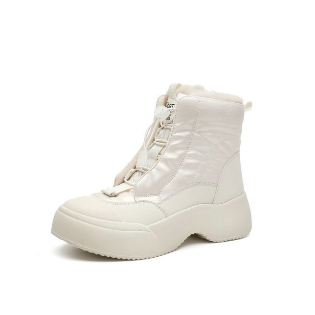 巨康2025冬季白色加绒马丁靴