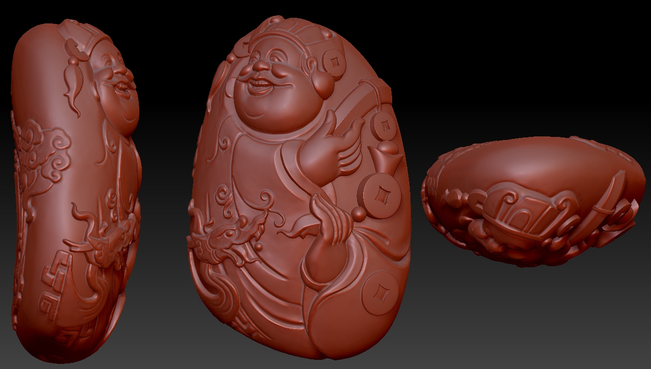 2022最新款 财神stl立体圆雕 扫描大师手工雕刻图 已修图 h0003