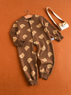 宝宝儿童加绒连体衣保暖内衣秋冬季大码婴儿开裆连身衣5岁100码