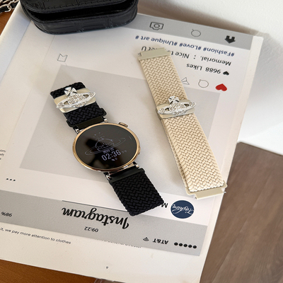适用华为GT4/5prowatch3手表gt2金属镶钻尼龙编织磁吸简约表带女
