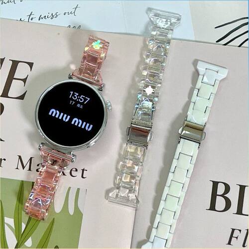 夏天树脂表带适用华为手表gt6gt5watch4pro炫彩透明小蛮腰荣耀ES3
