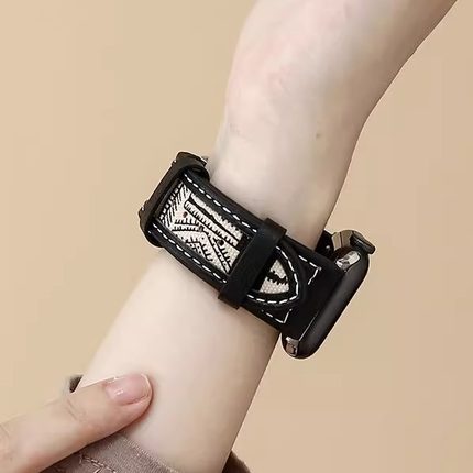 适用华为watchFit4手表带fit3真皮帆布圆马鞍皮质尼龙时尚款腕带2