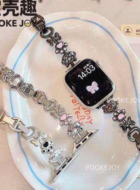 音乐蝴蝶猫金属链表带适用华为Fit4/3荣耀watch5手环10/8/9亲选2i