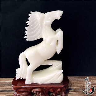 马到成功白玉马摆件客厅家居装饰品办公室招财风水生肖马玉石摆件