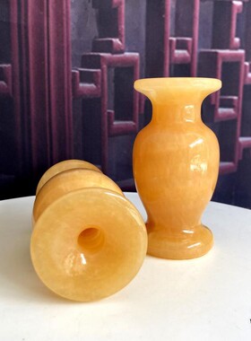 插花器皿电视柜纯手工米黄玉花瓶