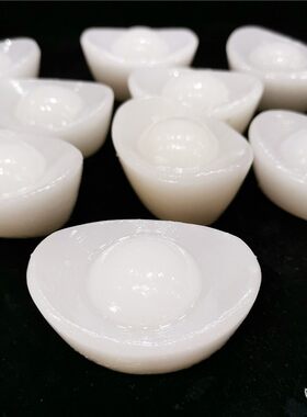 正品天然招财进宝桌面风水白玉