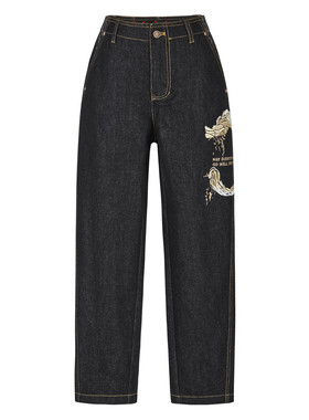 Npaia恩派雅正品国内代购龙图腾刺绣香蕉裤休闲锥形裤XNJPDJ602AH