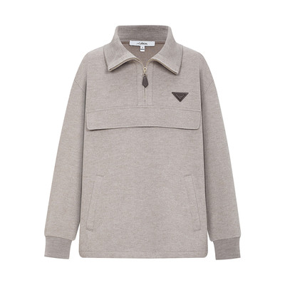 Npaia恩派雅正品国内代购羊毛棉海军领拉链套头卫衣XNJIW2304AT