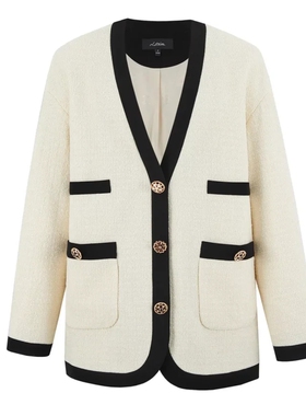 N.Paia恩派雅正品国内代购相拼金属扣亮丝羊毛长袖XZIPW1206aW