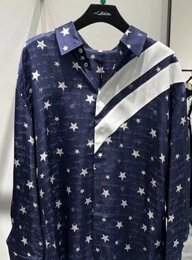 N.paia恩派雅正品国内代购藏青色桑蚕丝星星衬衫XNIAS2101aZ