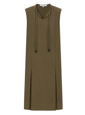 N.paia恩派雅正品绑带遮肉显瘦A版垫肩无袖直筒连衣裙XNJES4301AG