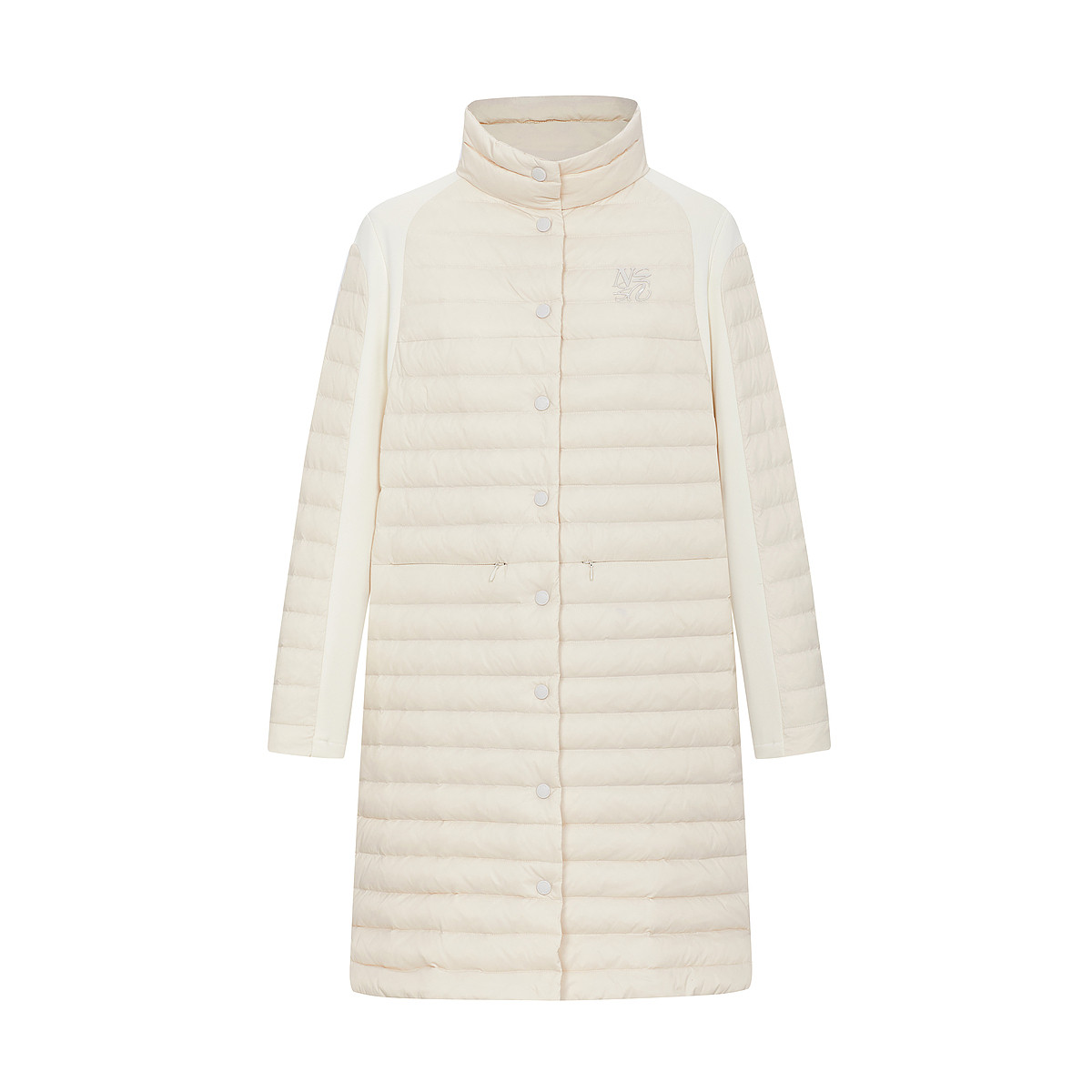 Npaia恩派雅正品国内代购白鸭绒针织相拼防风中长羽绒服XNJAAY209