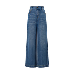 DOUBLOVE贝爱国内代购重磅天丝牛仔裤阔腿裤拖地裤DPIADJ613AB