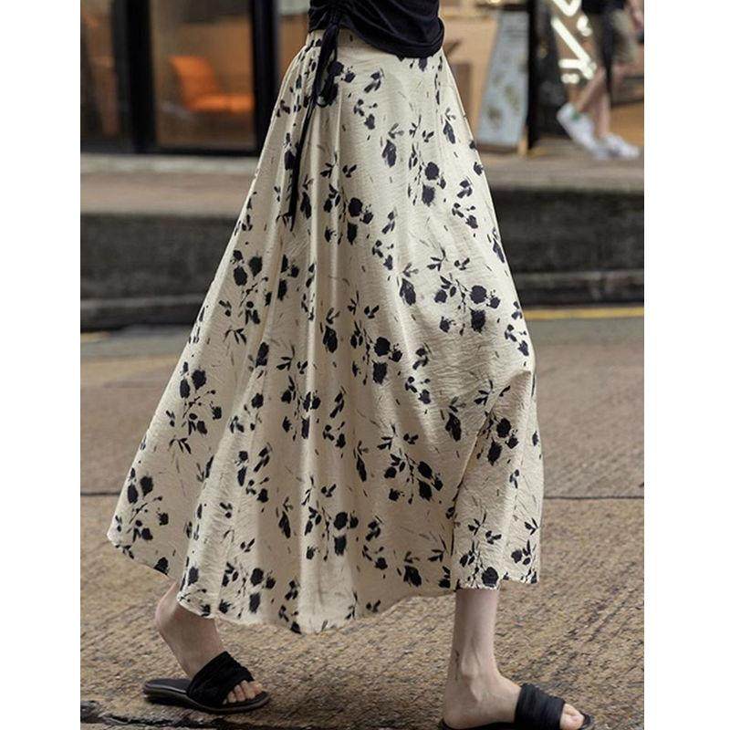 Mere Kore碎花半身裙女2024夏季新款小个子显瘦高腰a字裙气质长裙