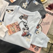 秋冬衣橱bi备百搭单品 pandawarks熊猫纸袋家240g纯棉长袖 T恤女