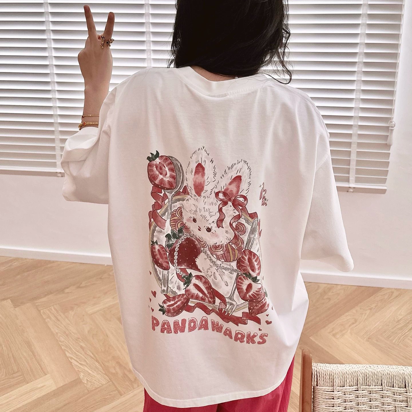 pandawarks纸袋家纯棉短袖T恤女