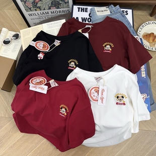 简约百搭2026早春新款 T恤内搭女韩 Rownagger纸袋家280g双纱棉短袖