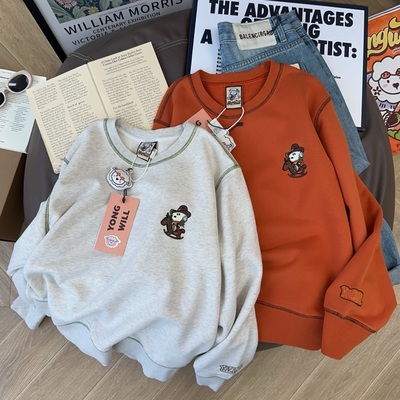 重工刺绣卡通纯棉加绒卫衣女秋冬