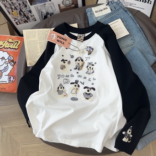 女T恤 长袖 性价比超高 百搭yongwill小羊纸袋家250g纯棉插肩袖