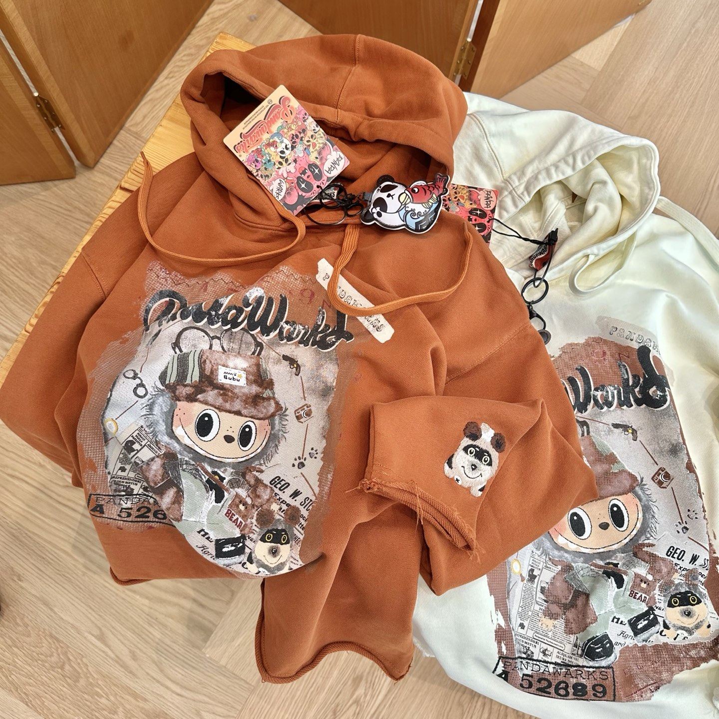 pandawarks纸袋家毛圈棉连帽卫衣