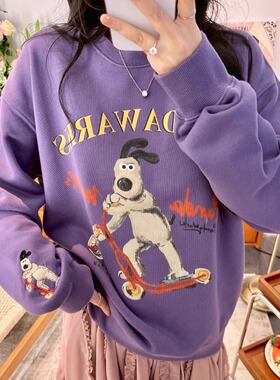 美式复古！设计师款pandawarks熊猫纸袋家320g毛圈棉卫衣长袖女韩