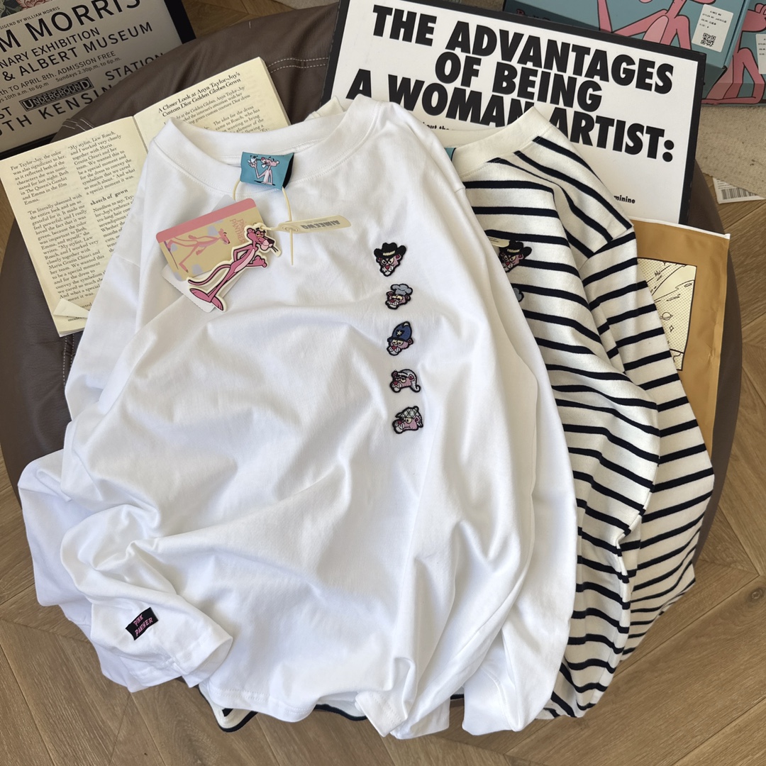 纸袋家纯棉长袖内搭条纹卡通秋冬