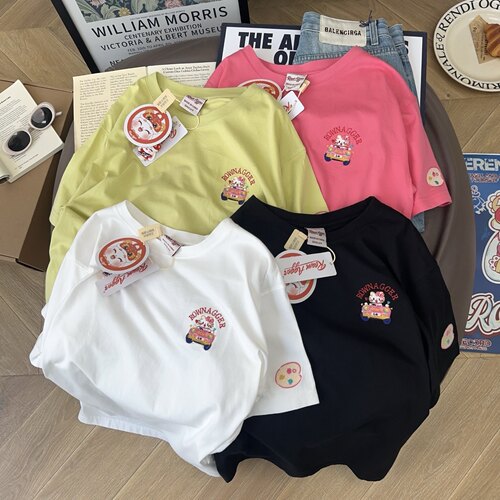 卡通重工刺绣简约百搭短袖T恤女
