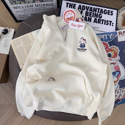 纸袋家纯棉半高领长袖T恤女秋冬