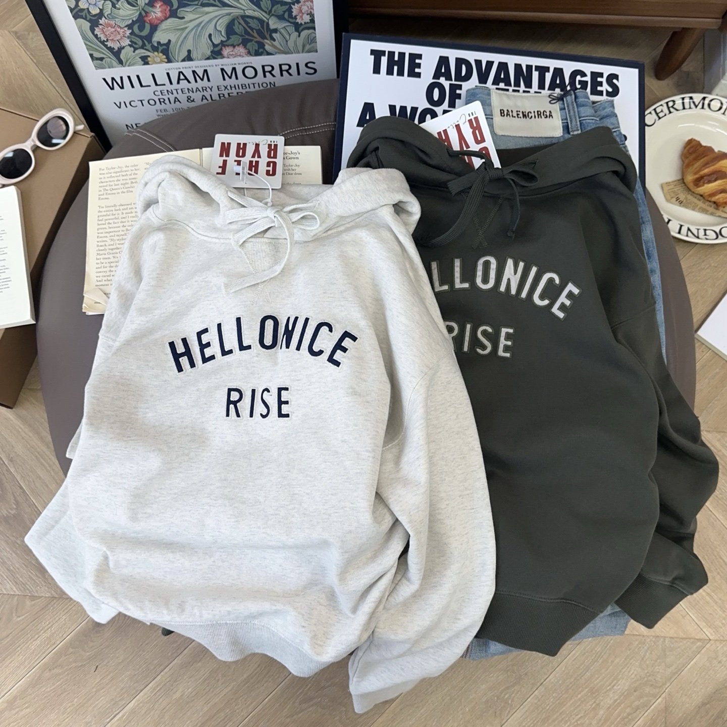 美式复古连帽卫衣纯棉毛圈重工重磅水洗高克重刺绣连帽卫衣26早春