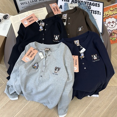 小羊纸袋家纯棉长袖T恤内搭女韩