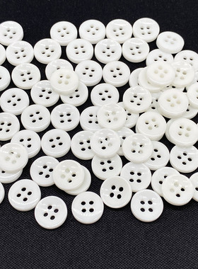高档树脂纽扣白色珠宽细边形两四眼圆形男衬衫女衣服休闲裤子扣子
