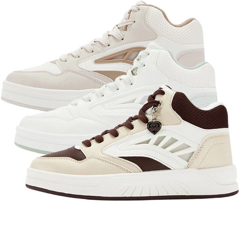 361度女鞋高帮休闲板鞋2025秋季新款361皮面防雨水百搭防滑潮6619