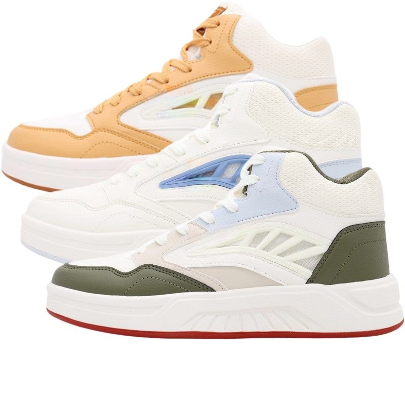 361度男鞋中帮轻便软弹板鞋2025秋季百搭皮面防水防滑休闲鞋6619