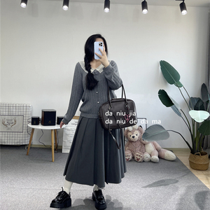 温柔乖巧淑女网纱荷叶领麻花编织纹理针织衫大牛家大码女装胖MM