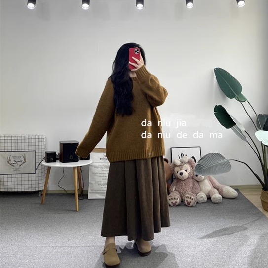 软糯圆领宽松大毛衣大牛家大码