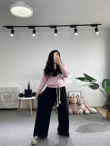 慵懒随性垂感软糯糯米裤高腰休闲阔腿裤大牛家大码女装胖MM230斤