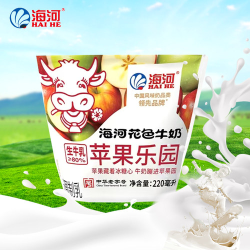 天津海河乳品苹果乐园调制乳风味奶220ml早餐海河花色牛奶